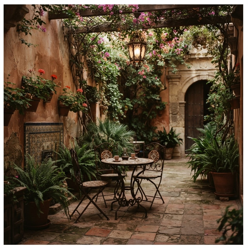 A peaceful corner for reflection in the hidden heart of the Santa Cruz district.