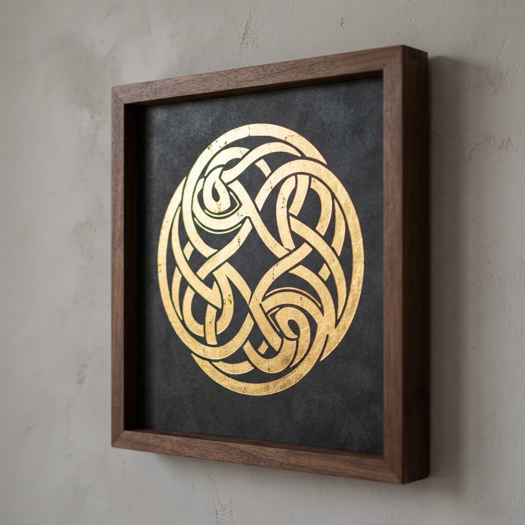 Modern wall art featuring timeless Celtic knotwork.