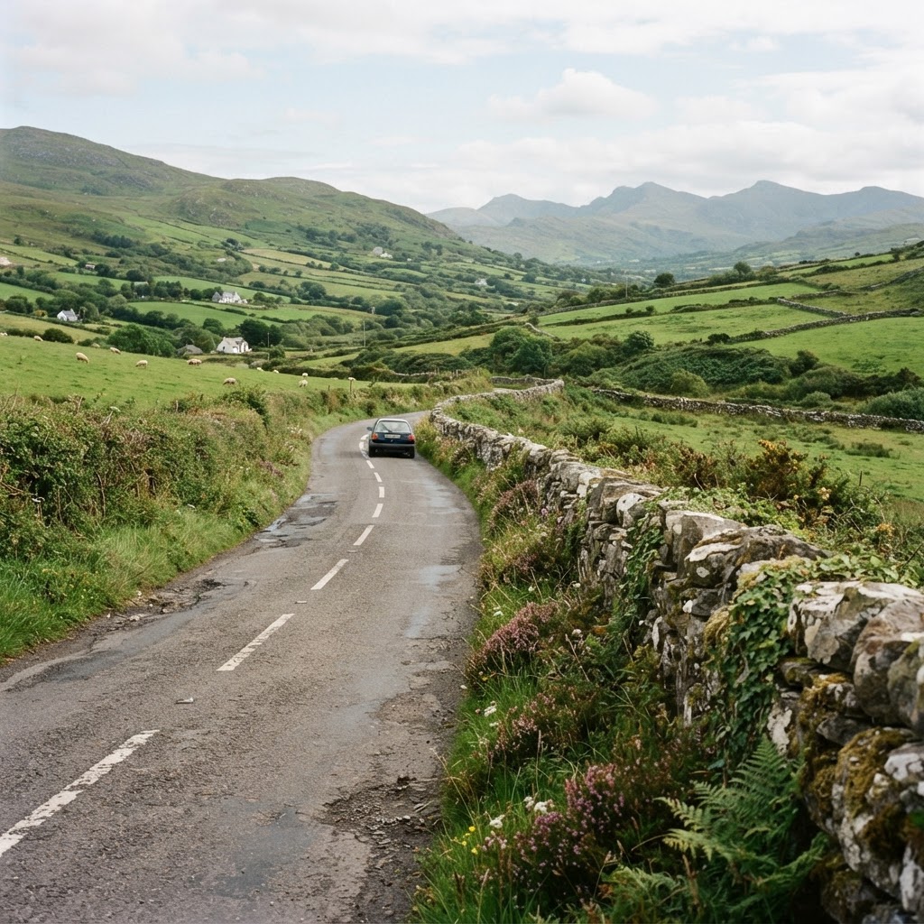 Windy country roads offer the best views of the Irish countryside.