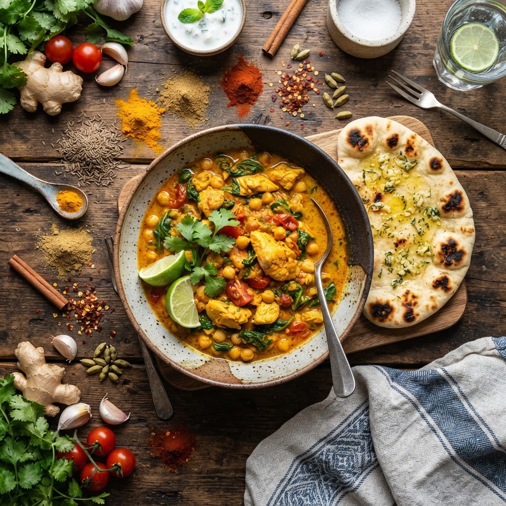 Flavorful and aromatic chicken curry prepared in a slow cooker.