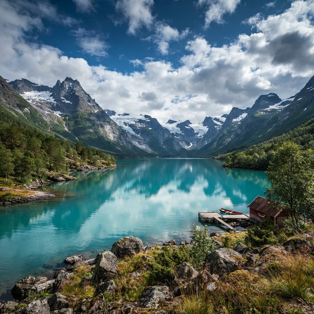 The stunning, vibrant turquoise water in the Norwegian mountains is a result of unique geological processes.