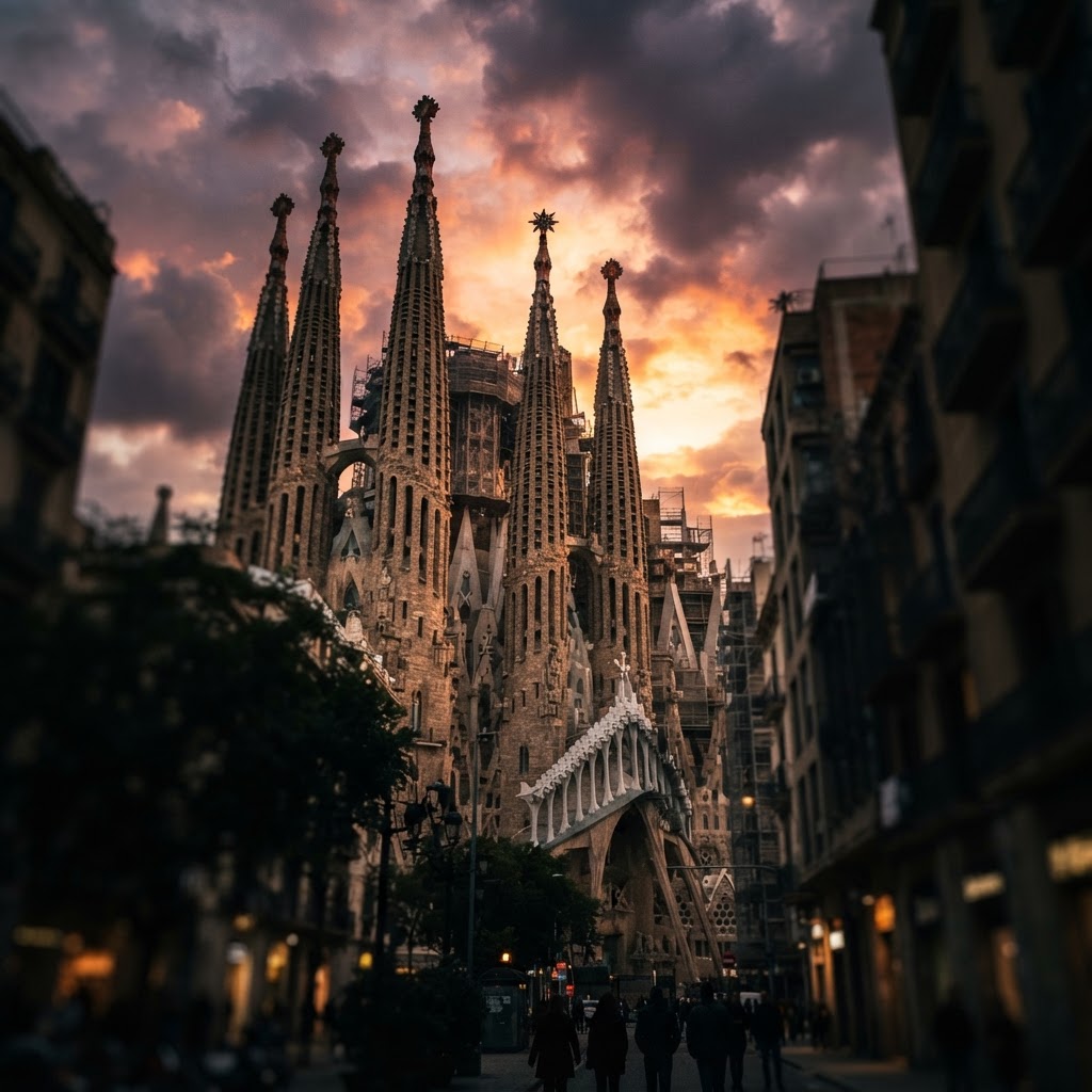 Barcelona Streets That Look Like a Movie Set 4 The majestic Sagrada Familia standing tall above the city.
