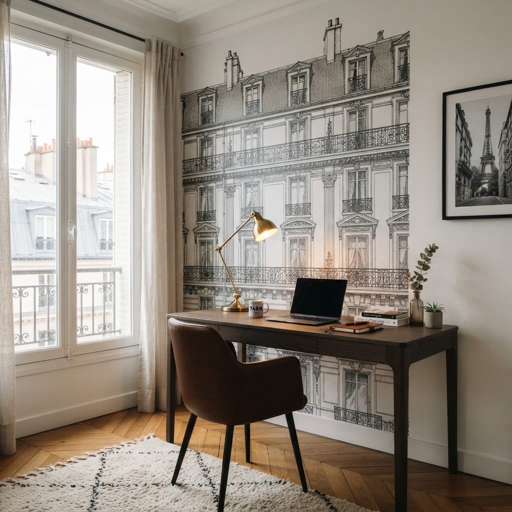Capture the essence of Parisian style with iconic architectural wallpaper.
