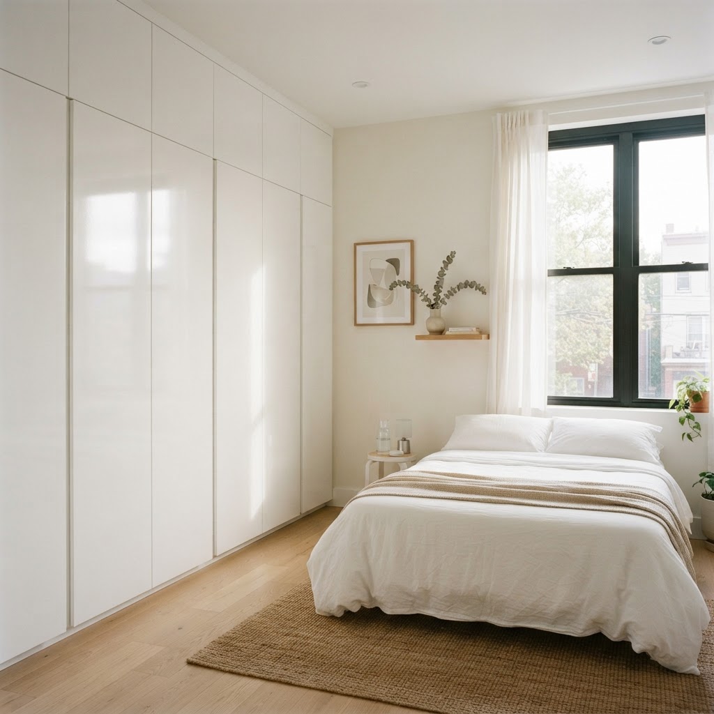 Floor-to-ceiling built-ins maximize vertical space while maintaining a clean, modern aesthetic.