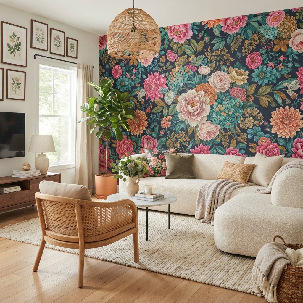 A temporary accent wall can change the entire mood of a room.
