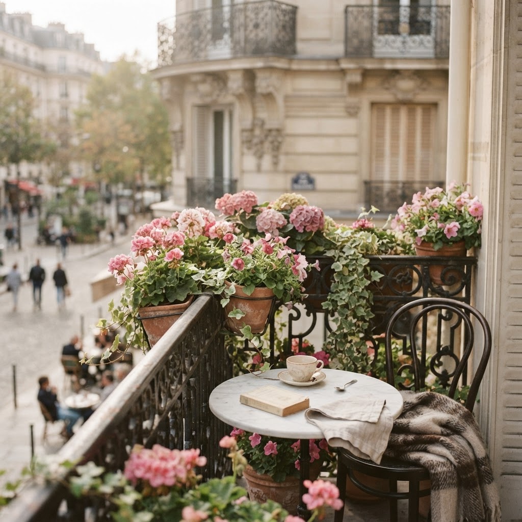 Dreamy, soft-focus details from a classic Parisian balcony.
