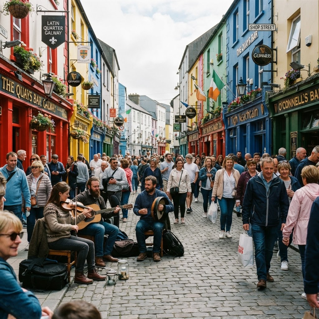 The lively, artistic streets of Galway's Latin Quarter.