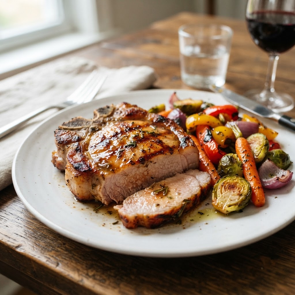 A close-up view of the perfectly tender, juicy finished meal.