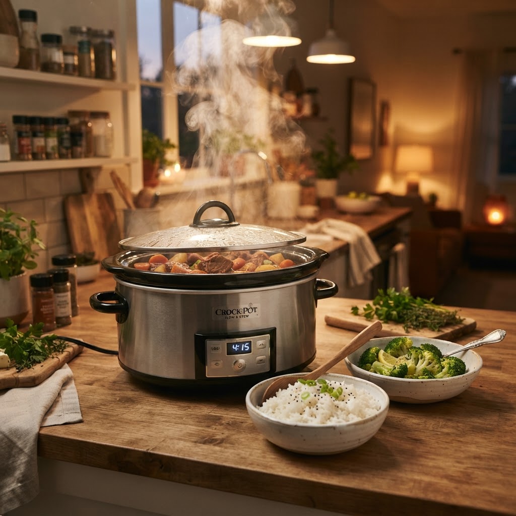 A hearty, healthy dinner made easy with a slow cooker.