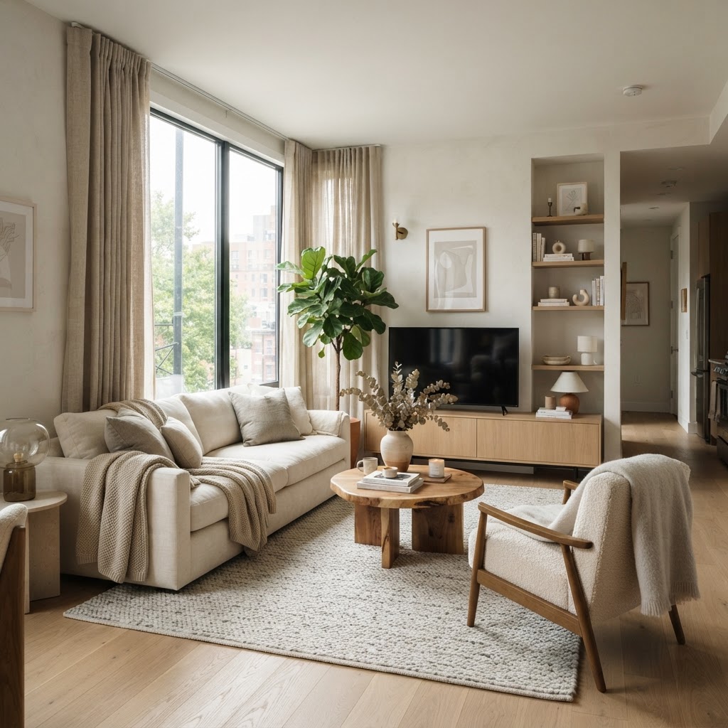 Use floor-to-ceiling curtains to add height and luxury.