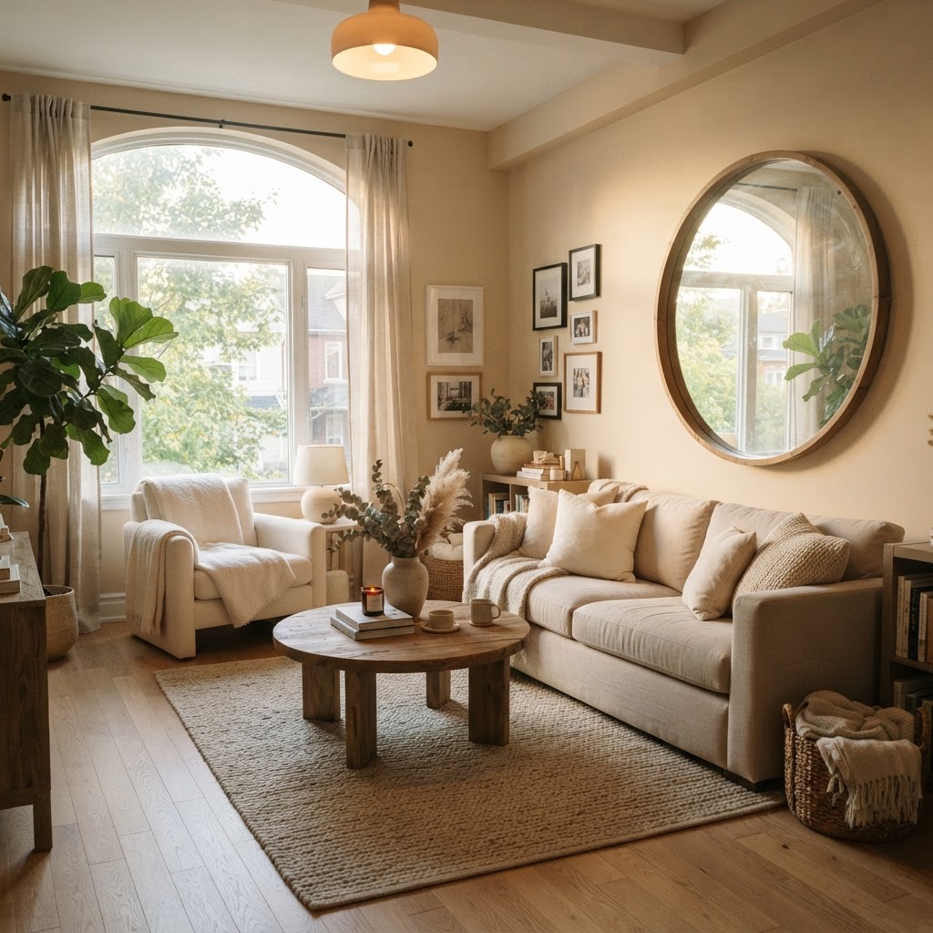 Mirrors are essential for making small rooms feel larger.