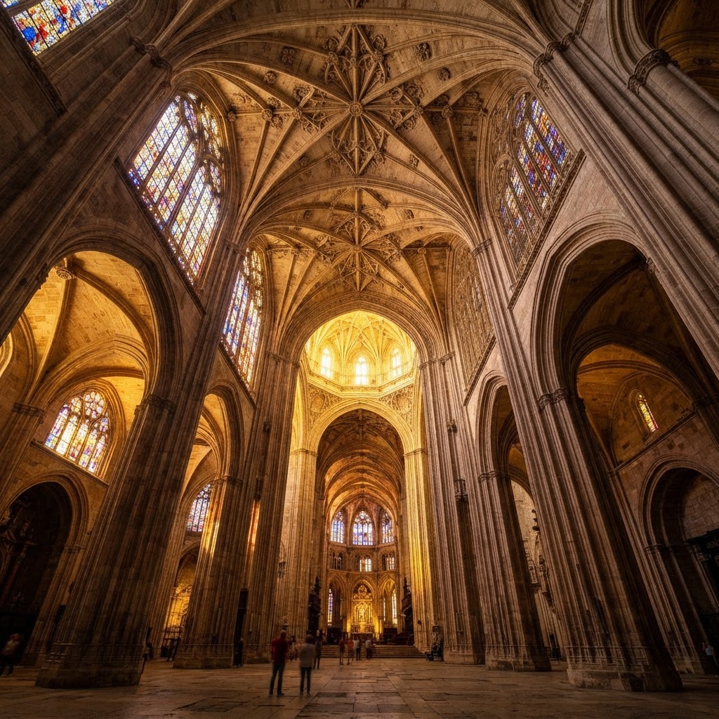 The awe-inspiring Gothic arches of the Seville Cathedral.