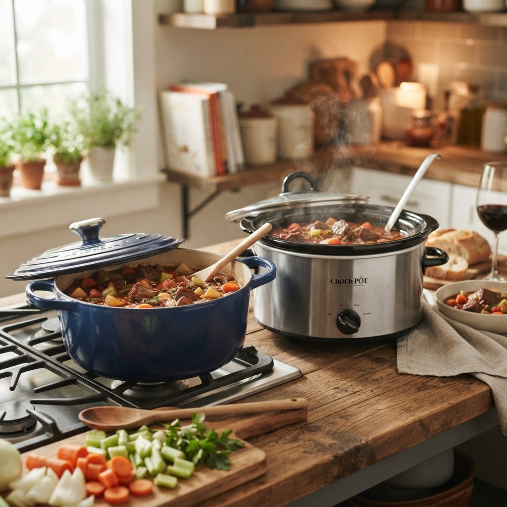 Preparing a batch of homemade beef stew for the whole family.