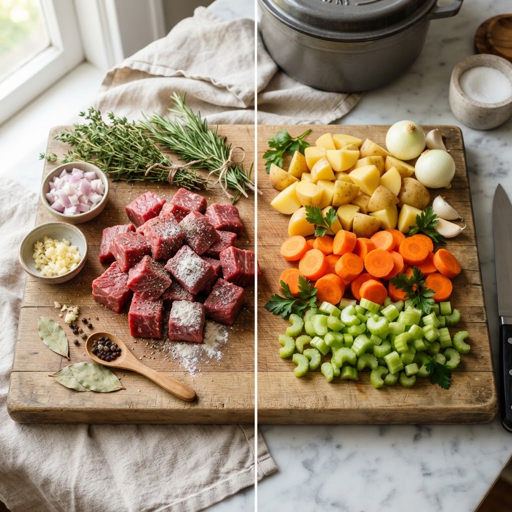 Fresh ingredients ready for the slow cooker.