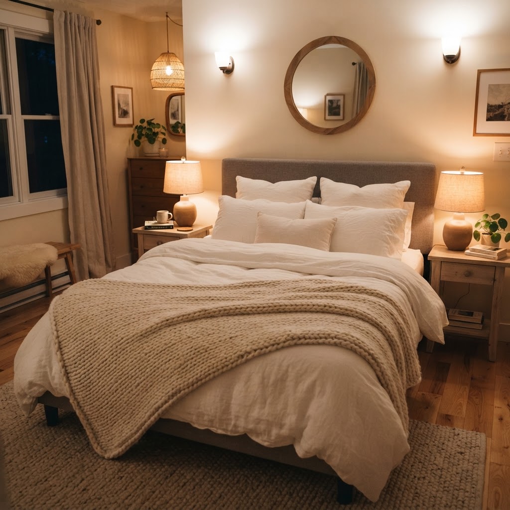 Layered textiles make a bed look instantly more expensive.