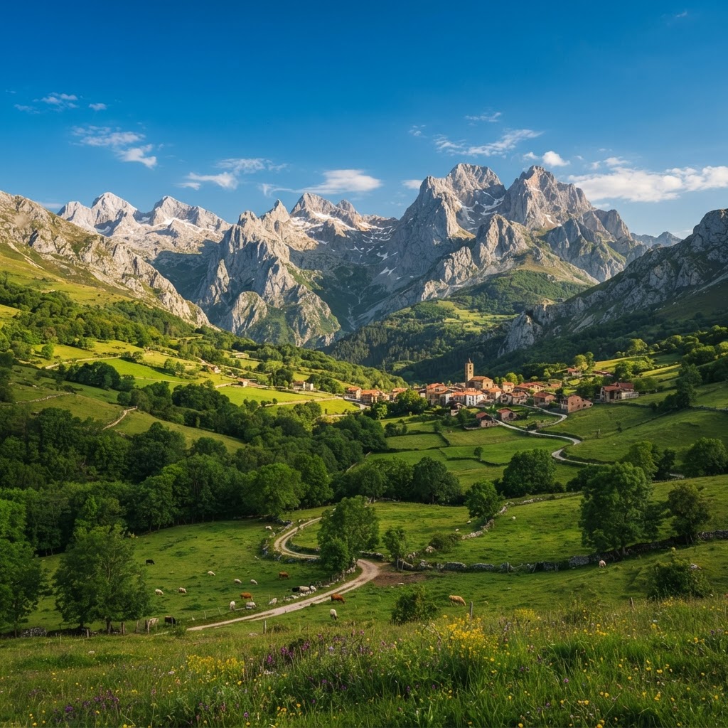 The breathtaking peaks of the Picos de Europa.