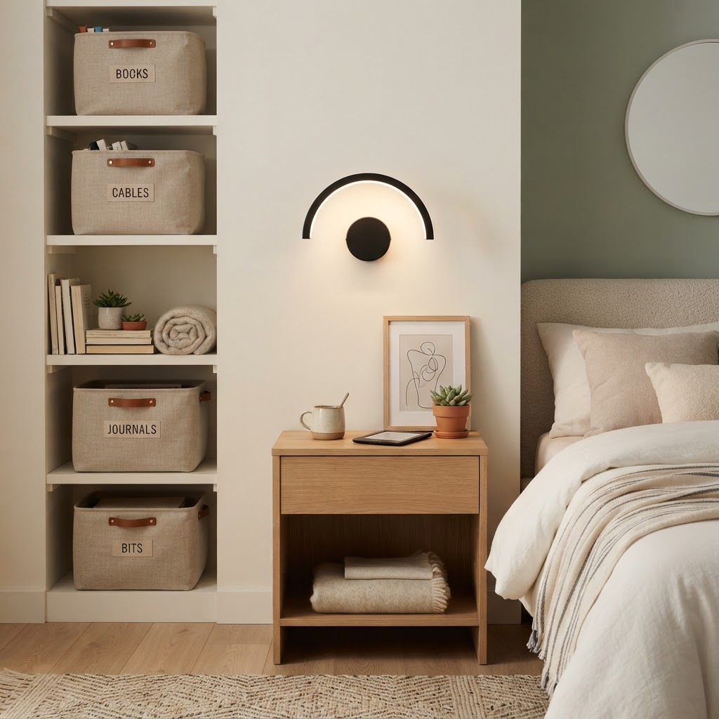 Use battery-operated sconces for instant, drill-free ambient lighting.