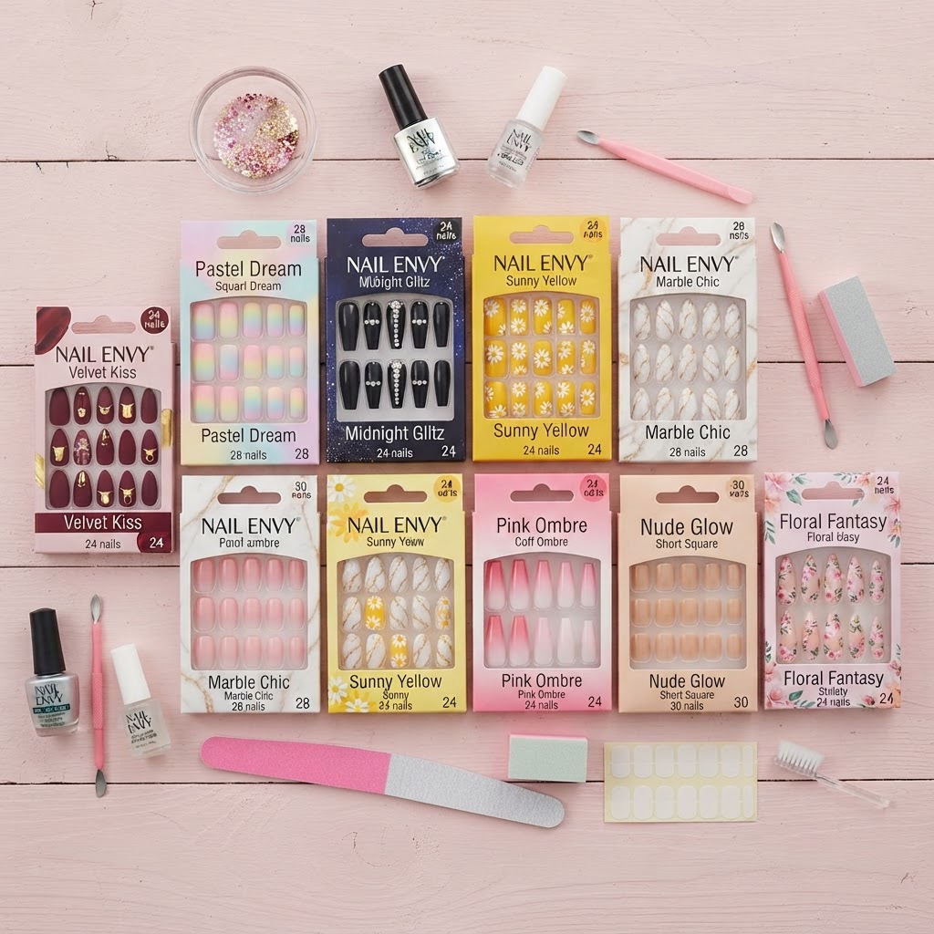 A variety of press-on nail styles to choose from for your next manicure.