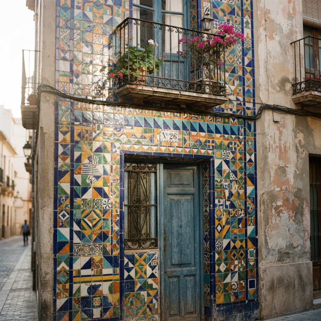 Stunning ceramic tile work on a traditional house in El Cabanyal.