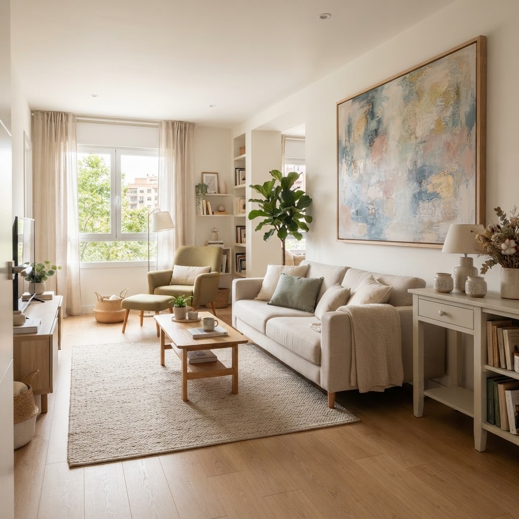 Arranging furniture away from walls creates depth and better traffic flow.