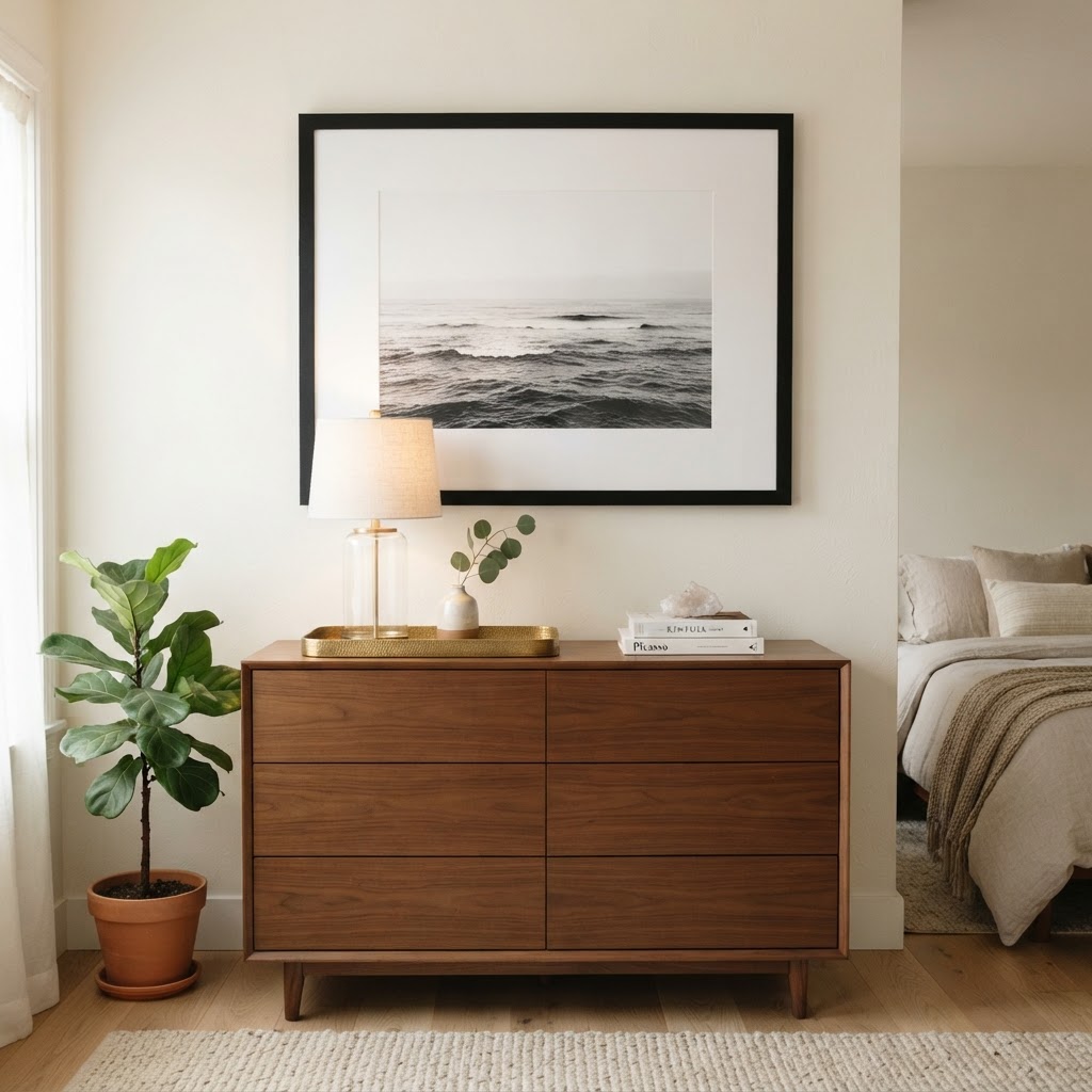 Oversized art adds a professional designer touch.