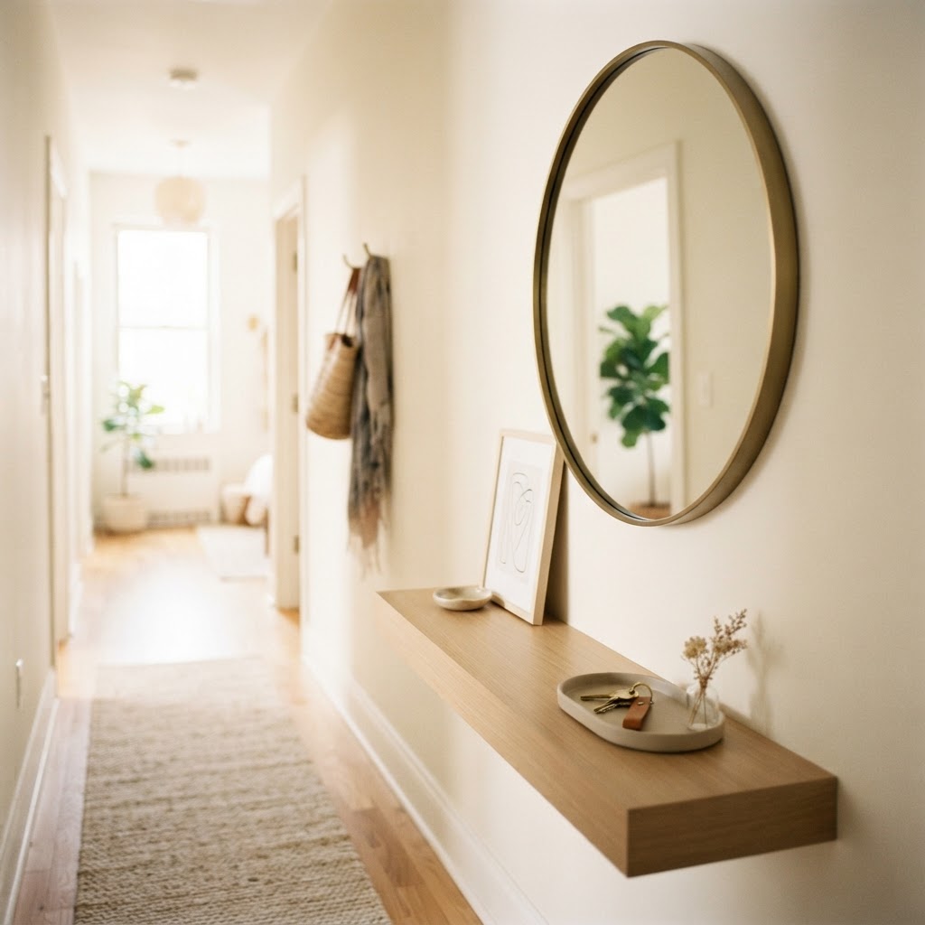 A slim console table is the perfect landing strip for essentials in a small entrance.