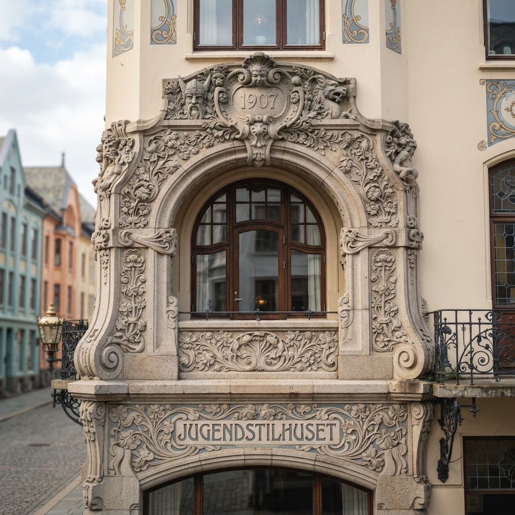 Intricate details of Art Nouveau architecture.