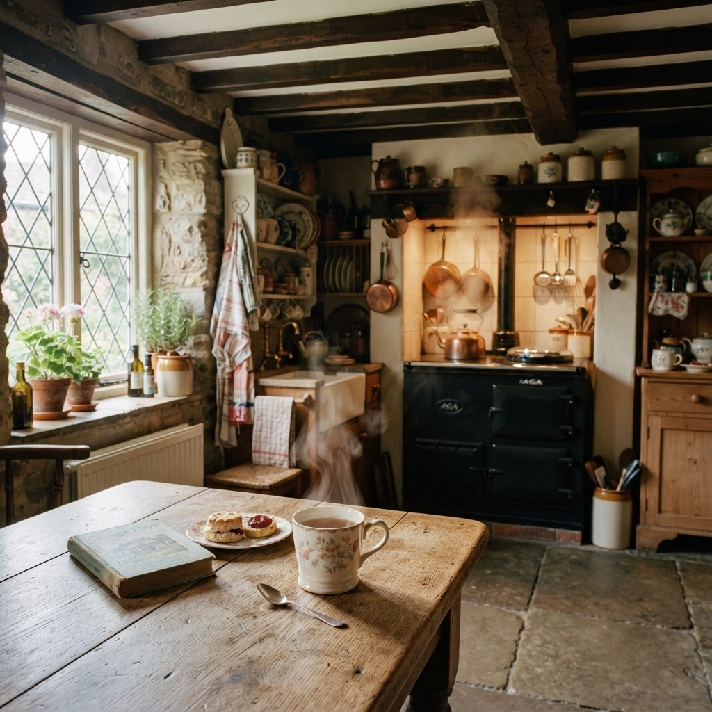 The quintessential morning routine in a quiet English village.