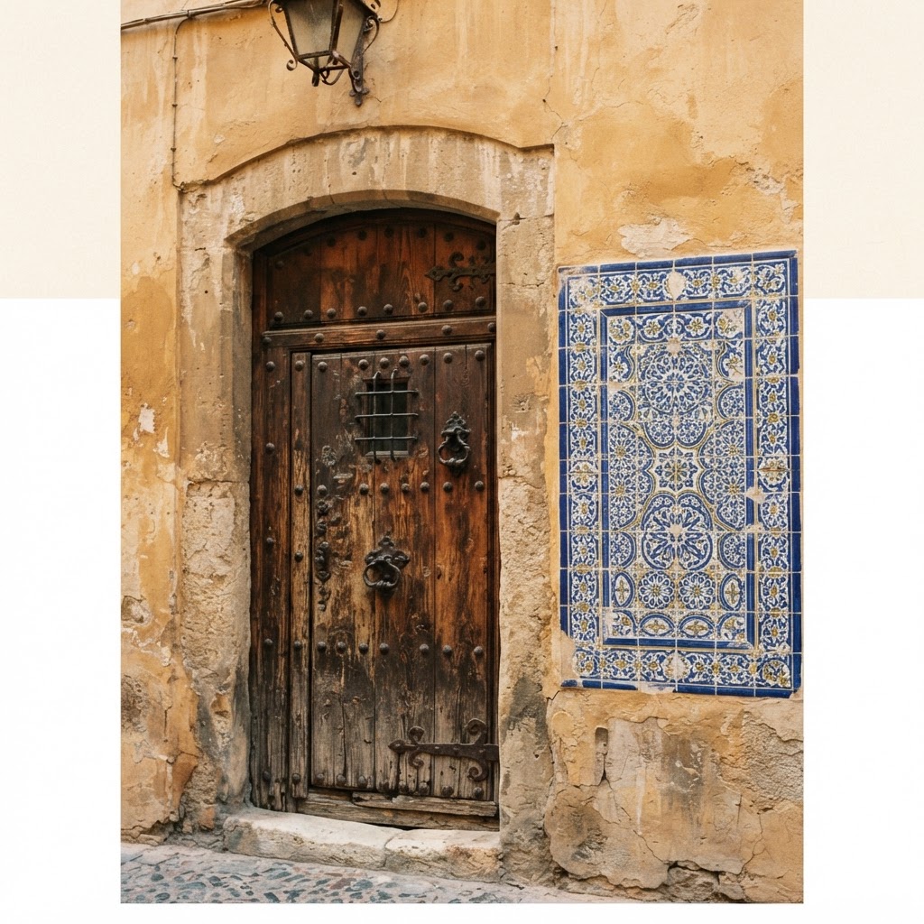 Traditional ochre architecture featuring beautiful hand-painted ceramic tiles.