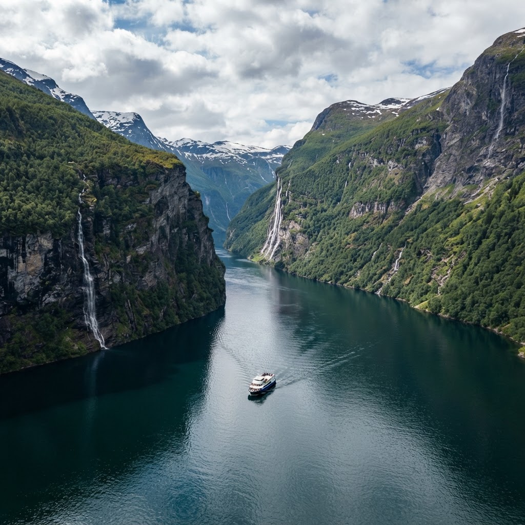 7 Fjords That Look Unreal: A World Traveler's Guide 2 The breathtaking vertical cliffs and waterfalls of Geirangerfjord.
