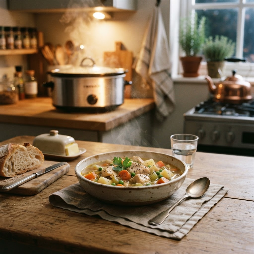 Hearty chicken stew, the perfect comfort meal.