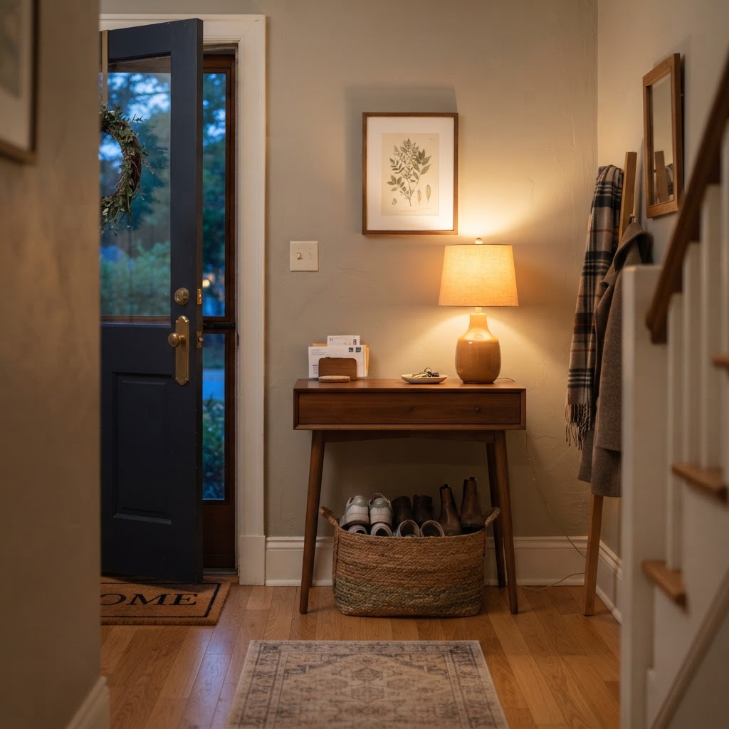 Add lighting to create a welcoming entry.