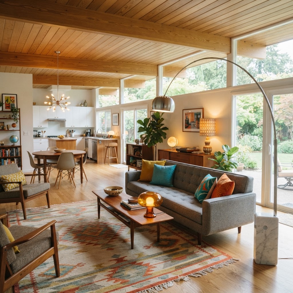 Layered lighting is essential for a balanced living room layout.