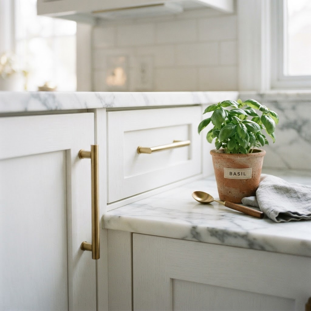 Swapping hardware is an easy, reversible way to modernize your kitchen.