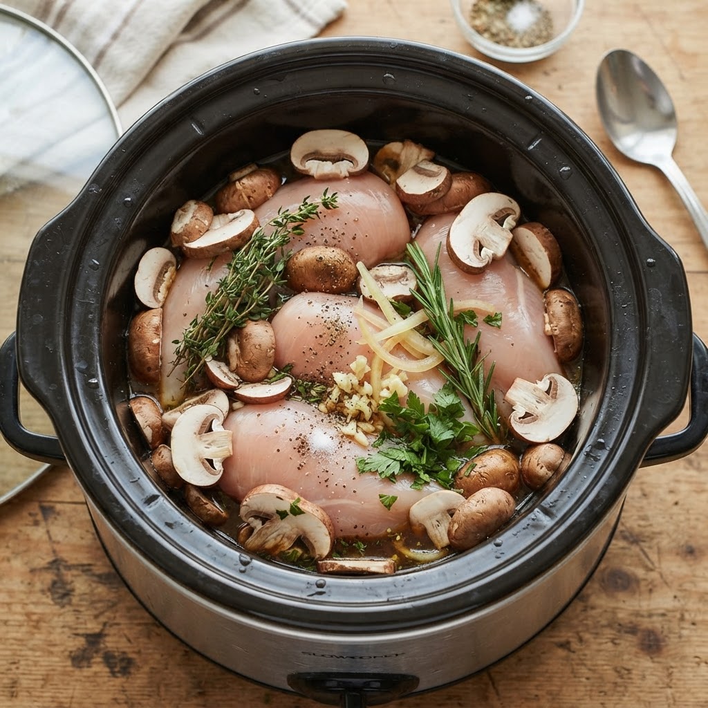 Getting ready to start your slow cooker chicken recipe.