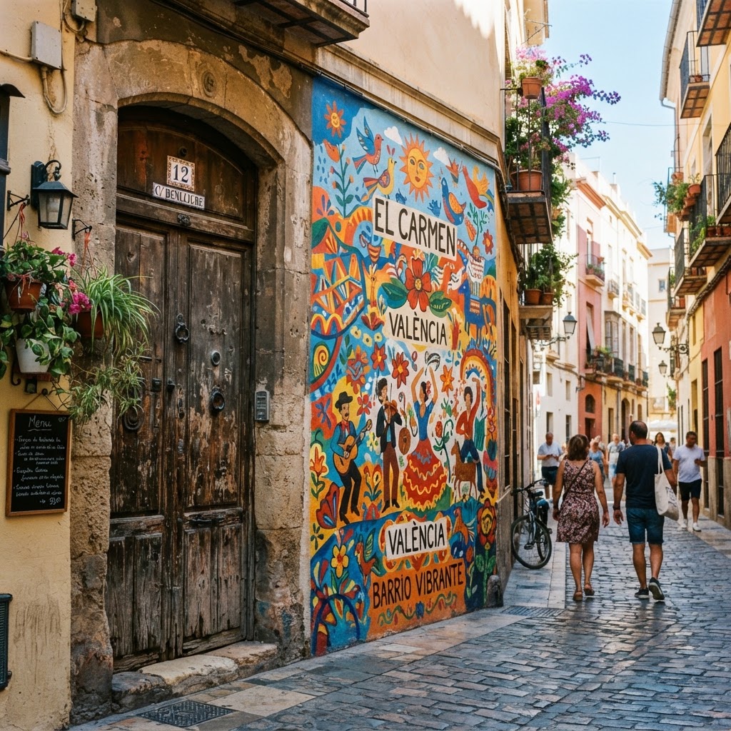 Street art and history blend in El Carmen.