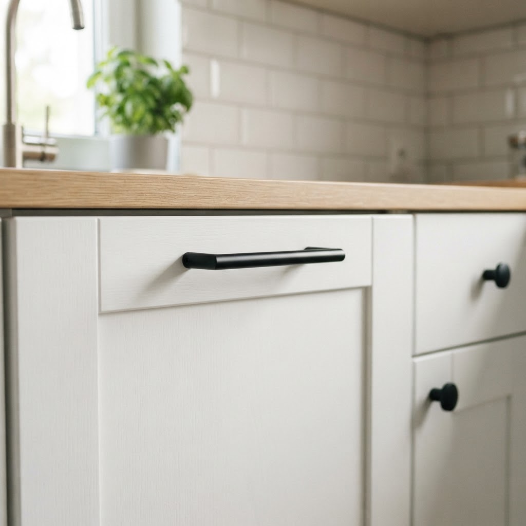 Swap standard hardware for modern knobs to instantly refresh your kitchen.