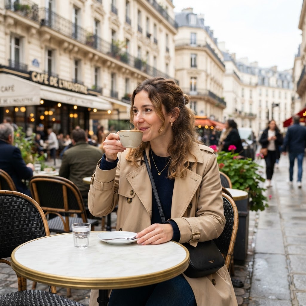 Elegant European Street Aesthetic: Paris Morning Café Walks 2 Finding peace in the daily ritual of a morning coffee.