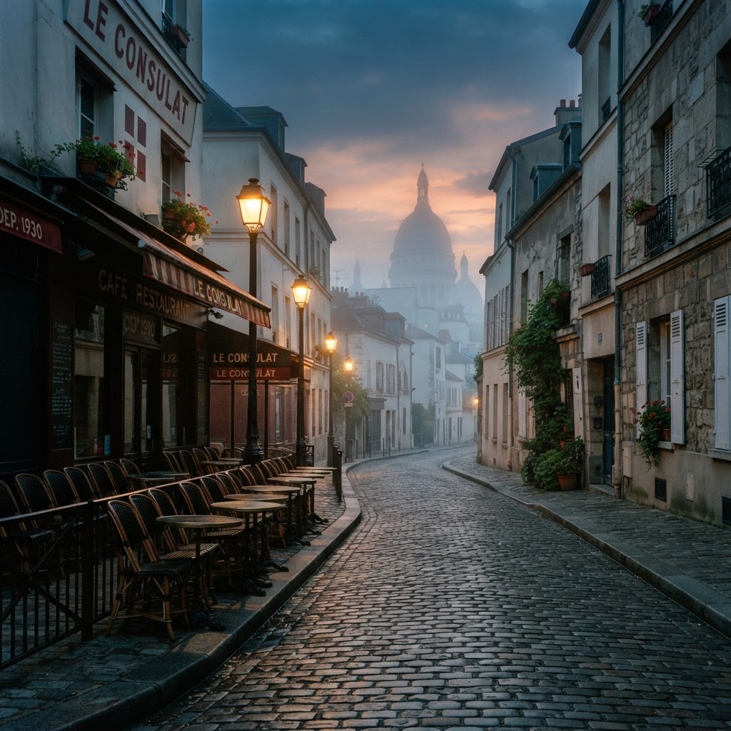Elegant European Street Aesthetic: Paris Morning Café Walks 4 The quiet, timeless charm of a street before the city fully awakes.