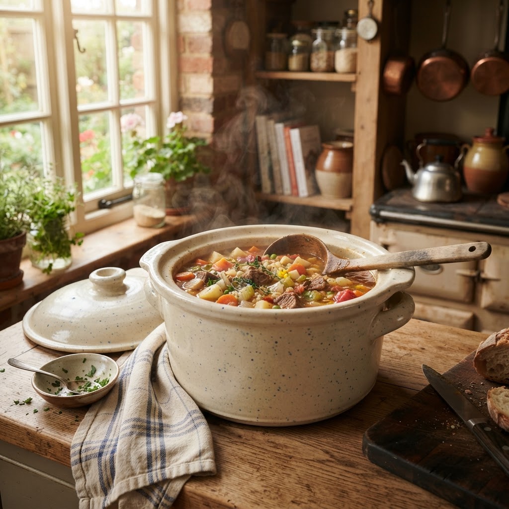 A steaming bowl of vegetable beef soup is the perfect comfort food.