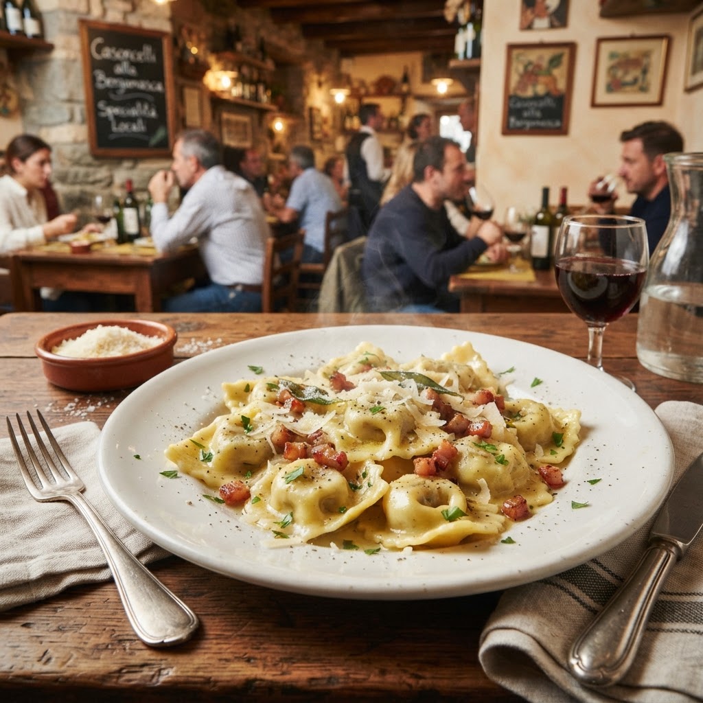 Traditional Casoncelli, a signature dish of the Bergamo region.