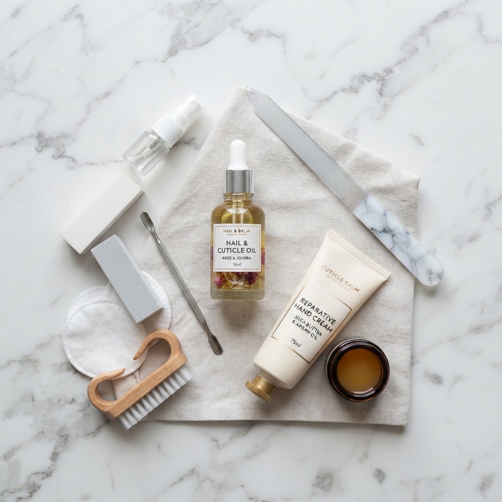 Essential tools for a professional-level DIY manicure at home.
