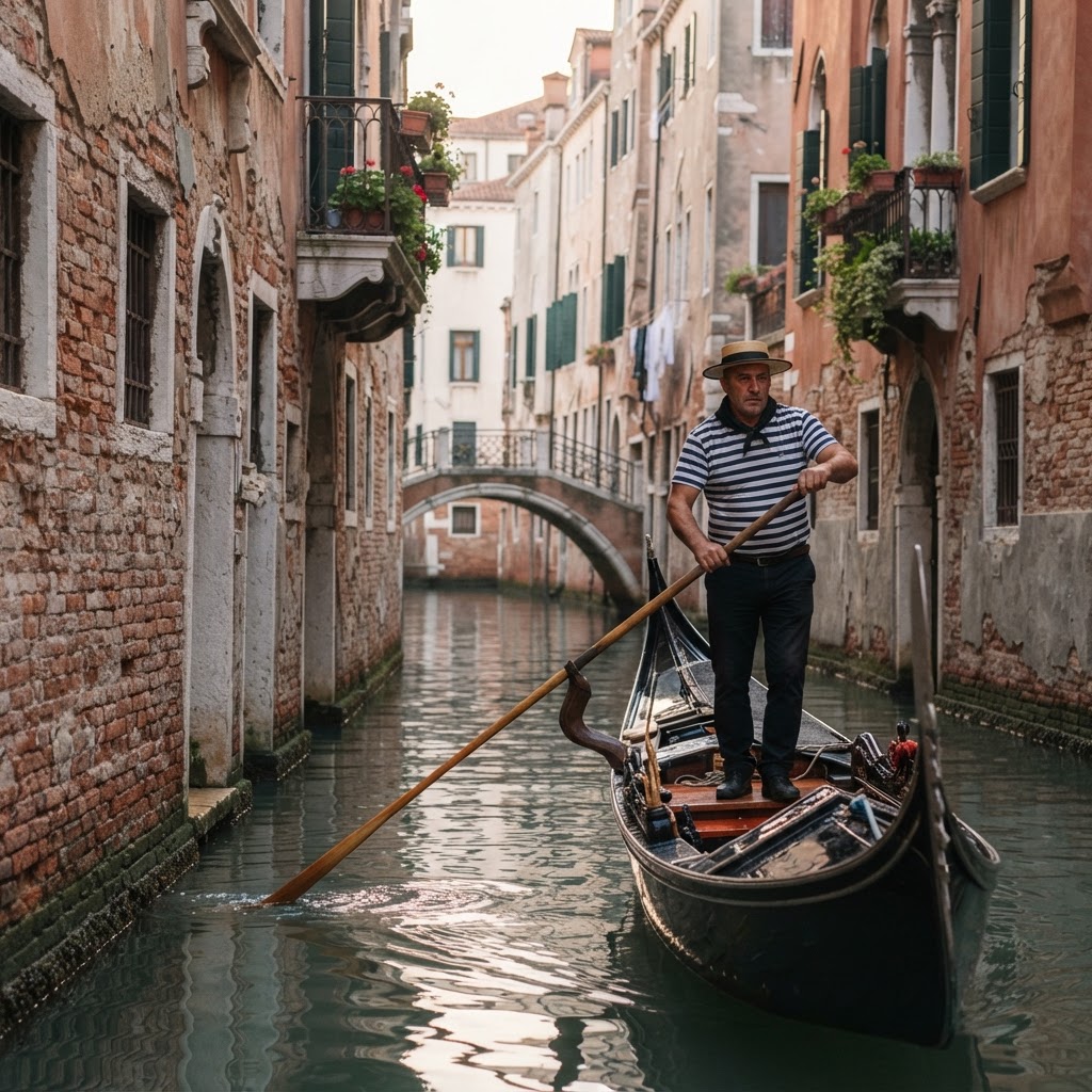 A peaceful moment in a hidden side canal of Venice.