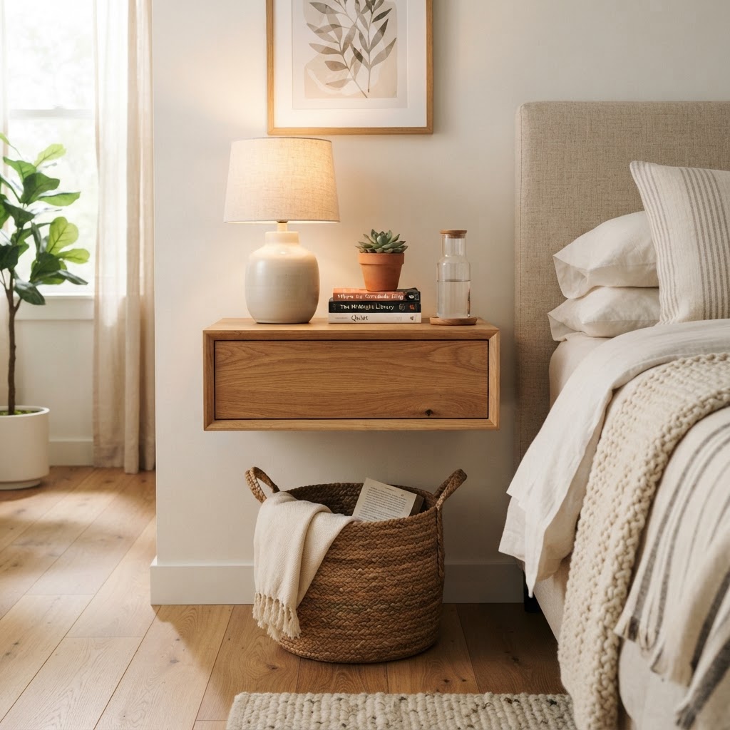 Small corner nooks are perfect for hidden storage.