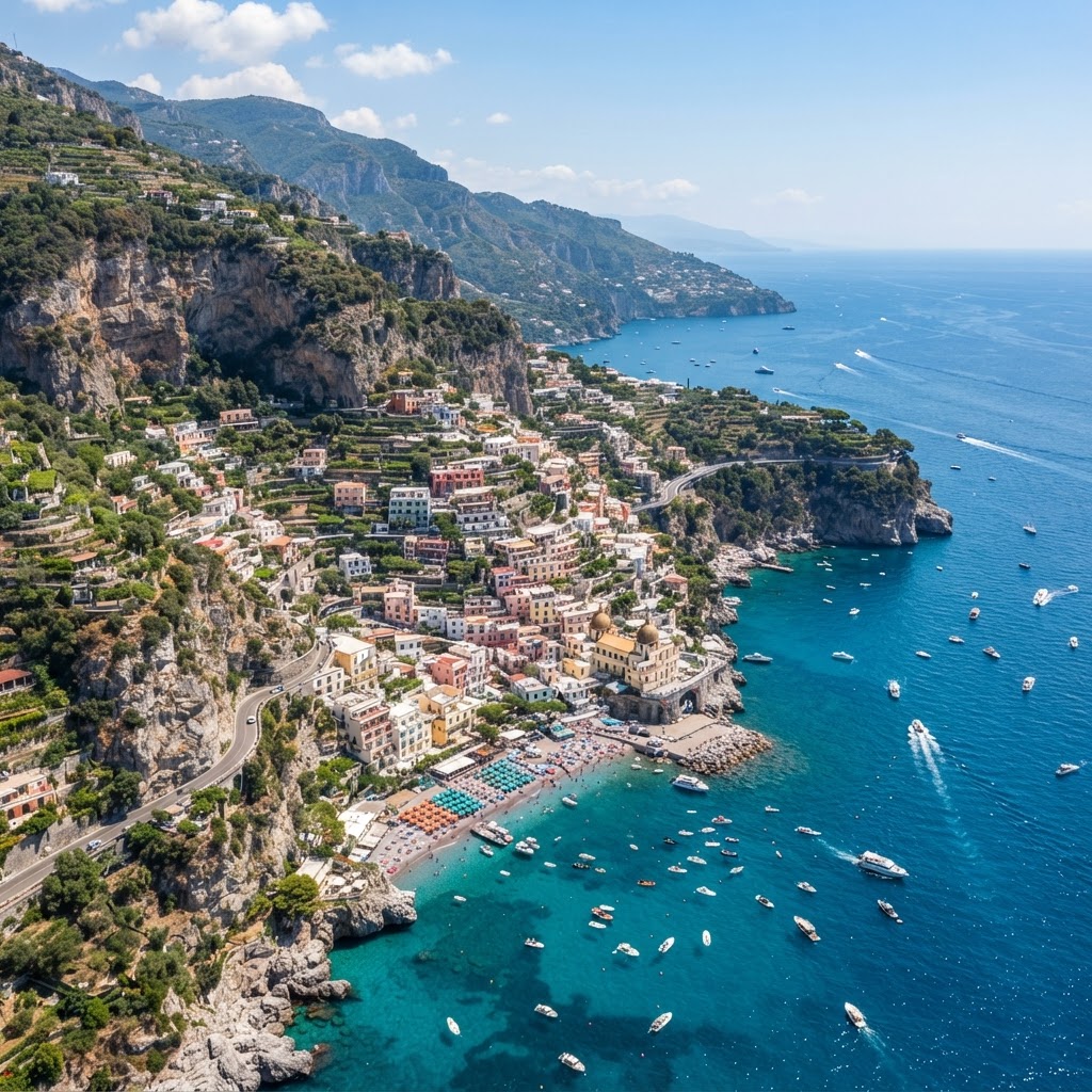 The dramatic meeting of the Lattari mountains and the Mediterranean Sea.