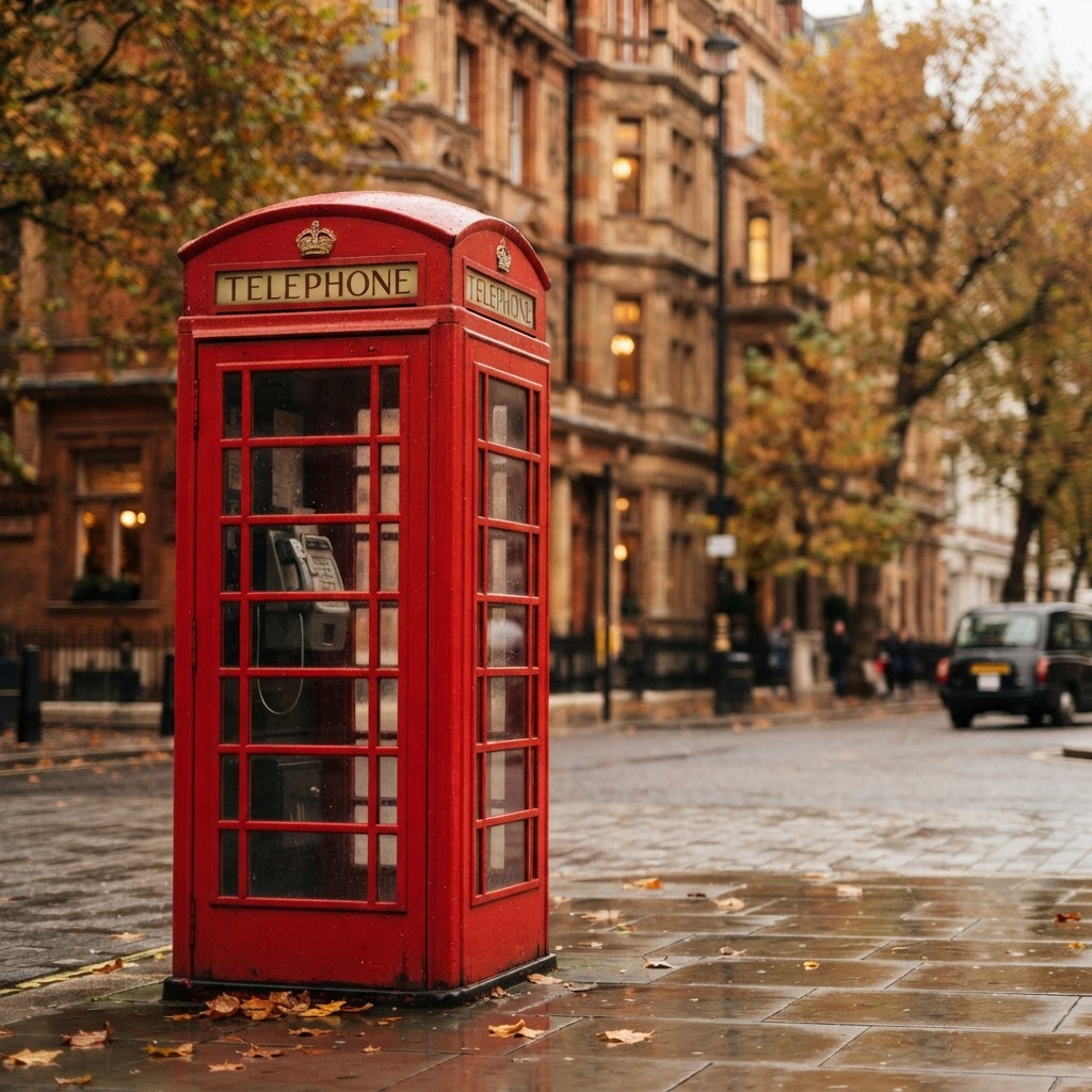 Classic red phone booth tucked away in London.