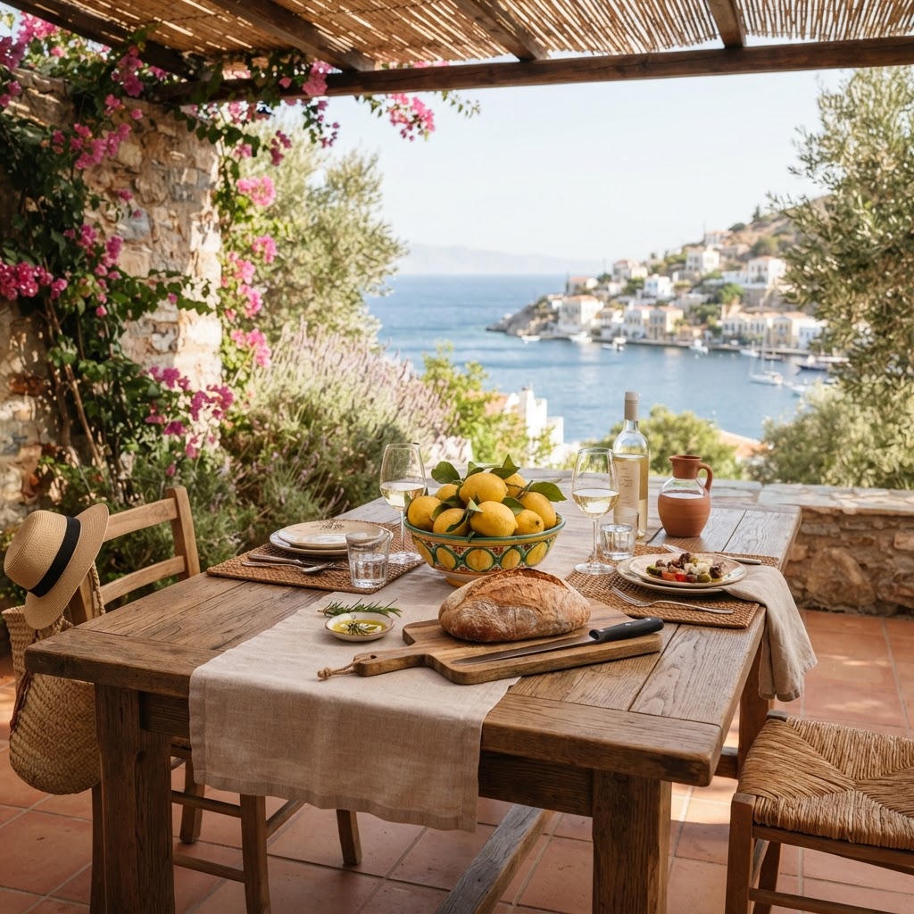 The perfect setup for a slow Mediterranean afternoon.