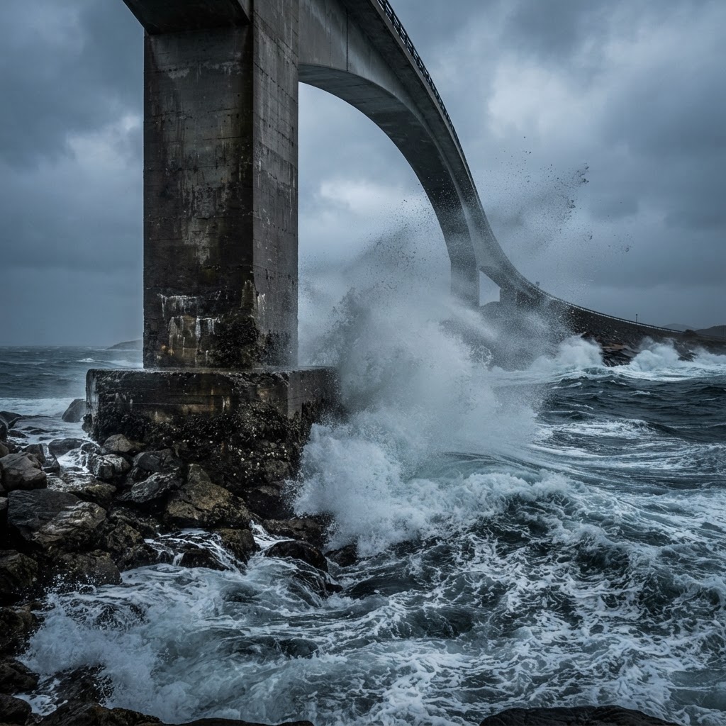 The raw power of the North Atlantic meeting the coastal road.
