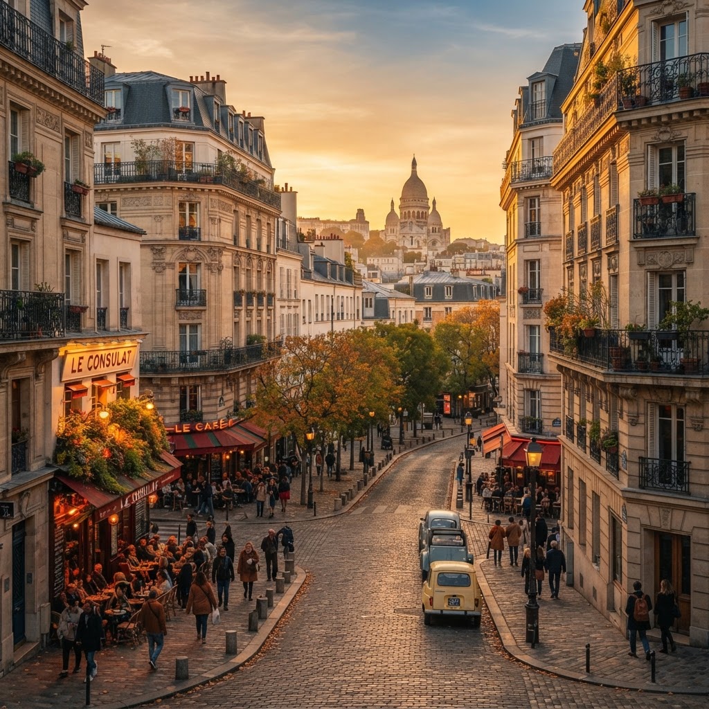 The warm glow of a Parisian golden hour.