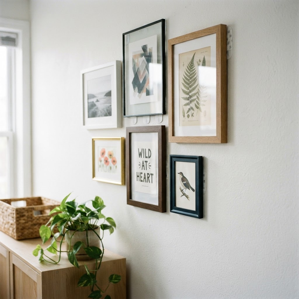 Removable adhesives allow for wall art without the damage.